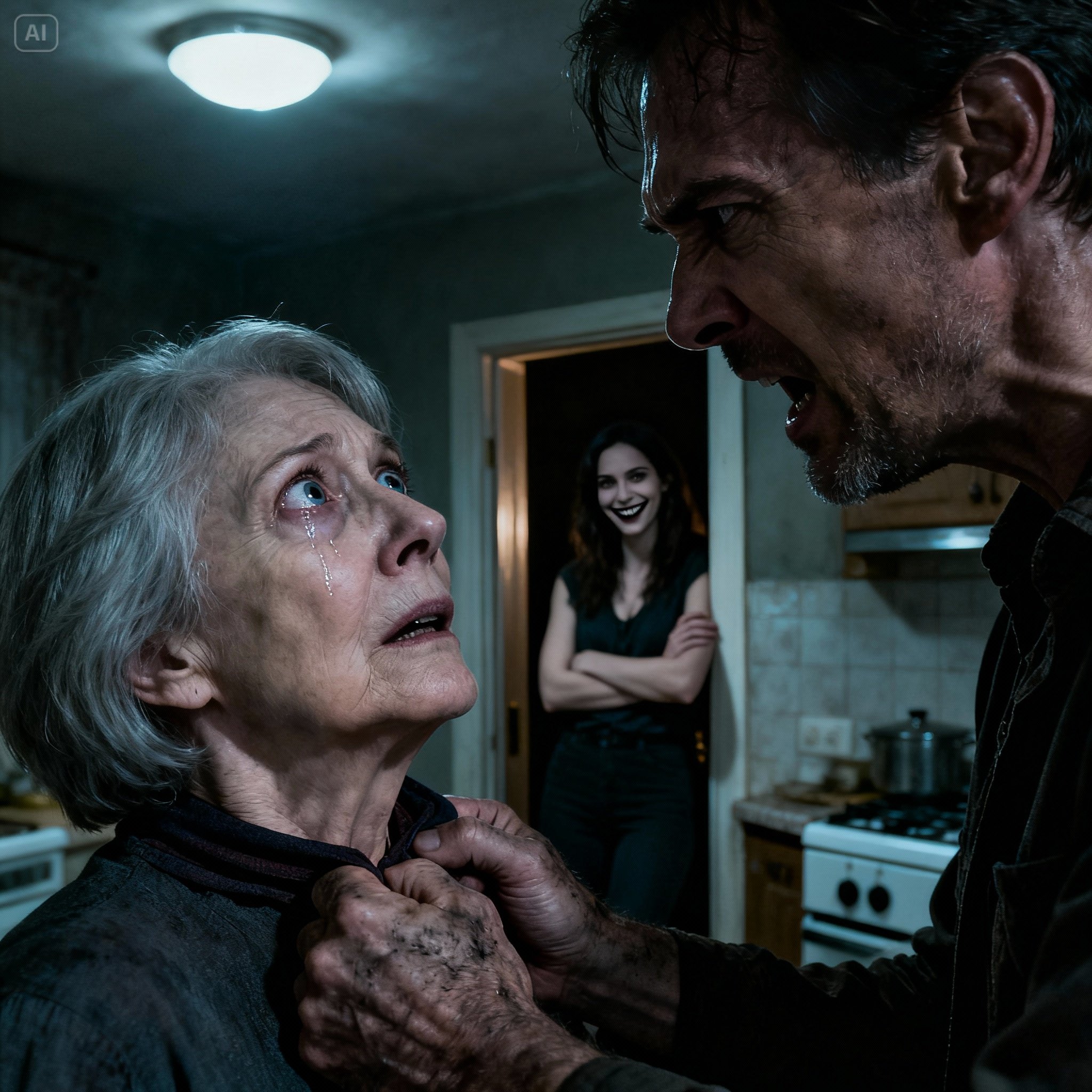 My son grabbed me by the neck and screamed: “Obey me, you useless old woman! Go cook now!”