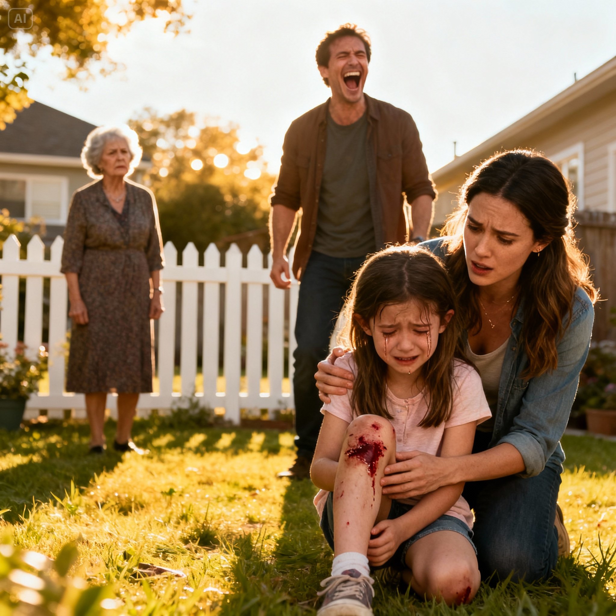 My husband shoved my 7-year-old daughter to the ground. She fell, scraped her knee, and started crying. He laughed and said, “Well, aren’t you clumsy.” His mother nodded. “Don’t cry. It’s your own fault.” I didn’t make a scene. I did this. Two days later, my husband and his parents were calling non-stop in a full-blown panic…