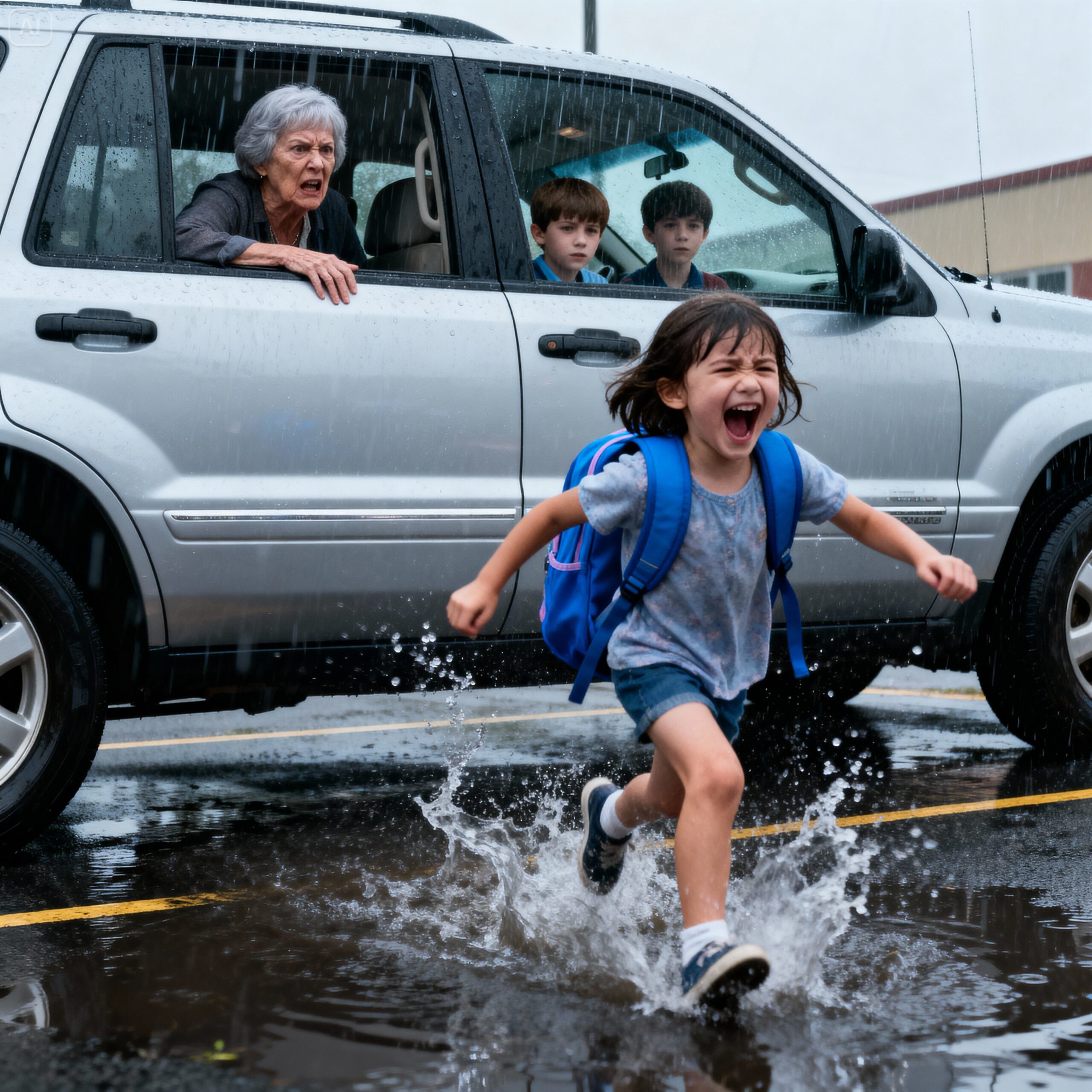 The rain fell in relentless sheets, hammering the asphalt and turning the school parking lot into a blur of gray and silver, each drop a reminder of the storm brewing both outside and within my chest. At pickup time, I had been sitting in a budget meeting, the fluorescent lights buzzing overhead, when my phone vibrated violently across the polished conference table. Mrs. Patterson’s name flashed on the screen, and an icy dread spread through me before I even answered.