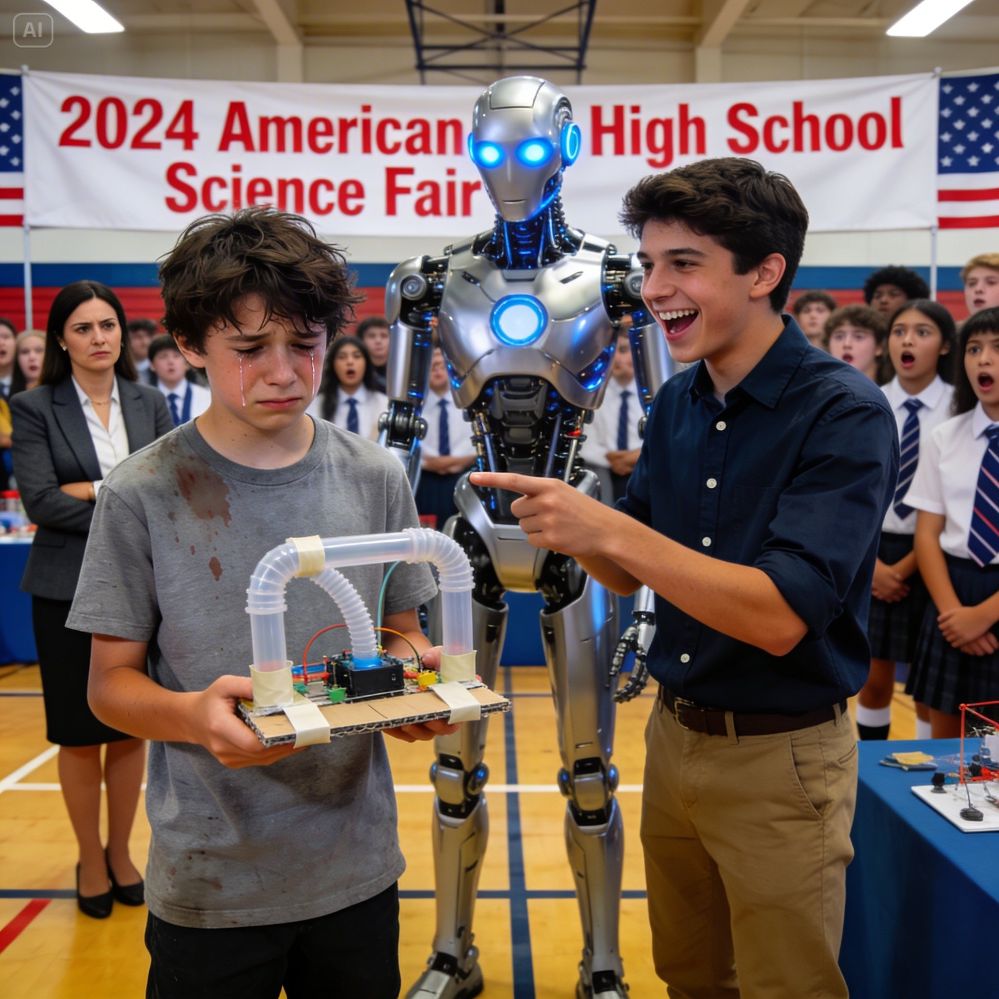 “YOUR PROJECT IS TRASH!” The millionaire’s son humiliated the janitor’s son in front of everyone. But when his $50,000 robot failed, the lesson in humility left the entire school in tears.