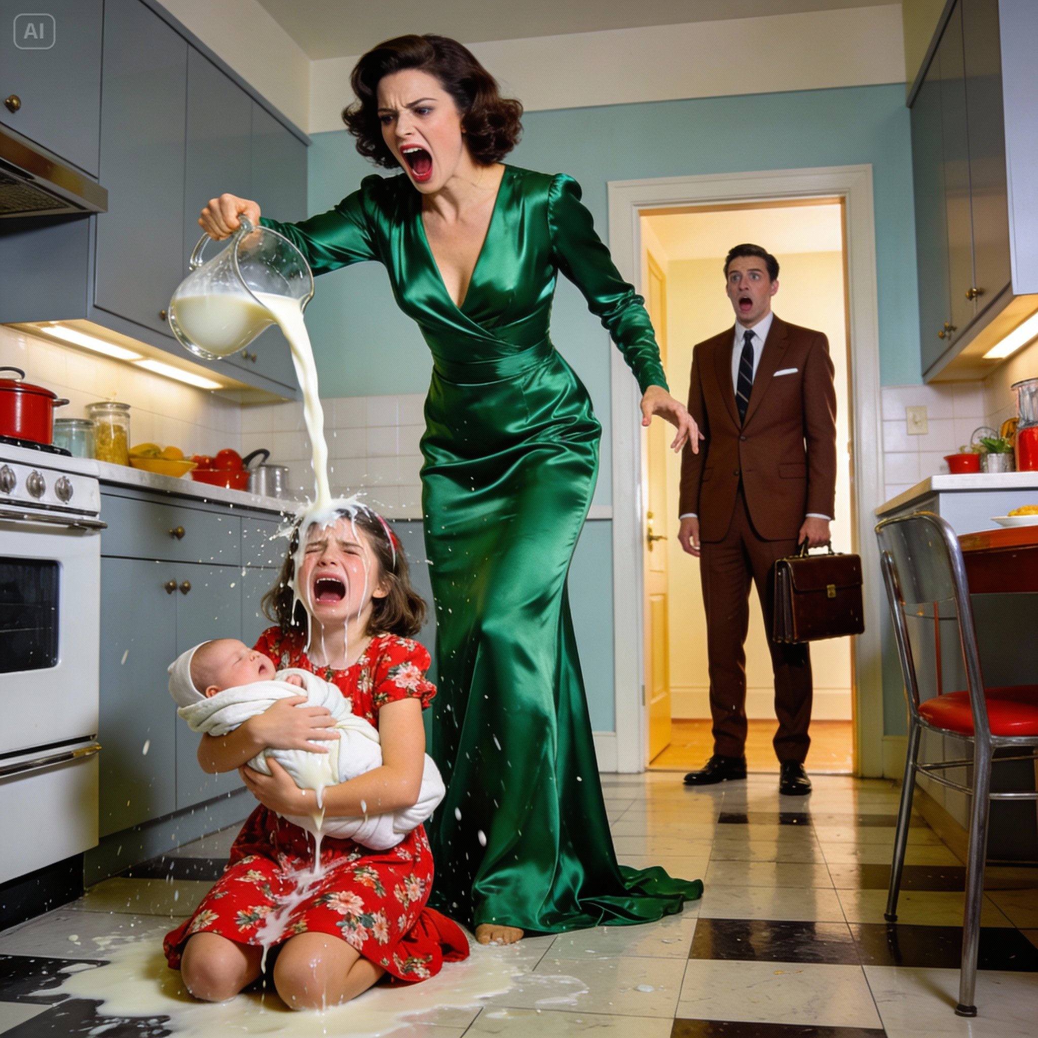 “Why is my daughter soaked in milk?” – A father walks in just as his wife’s cruelty is revealed