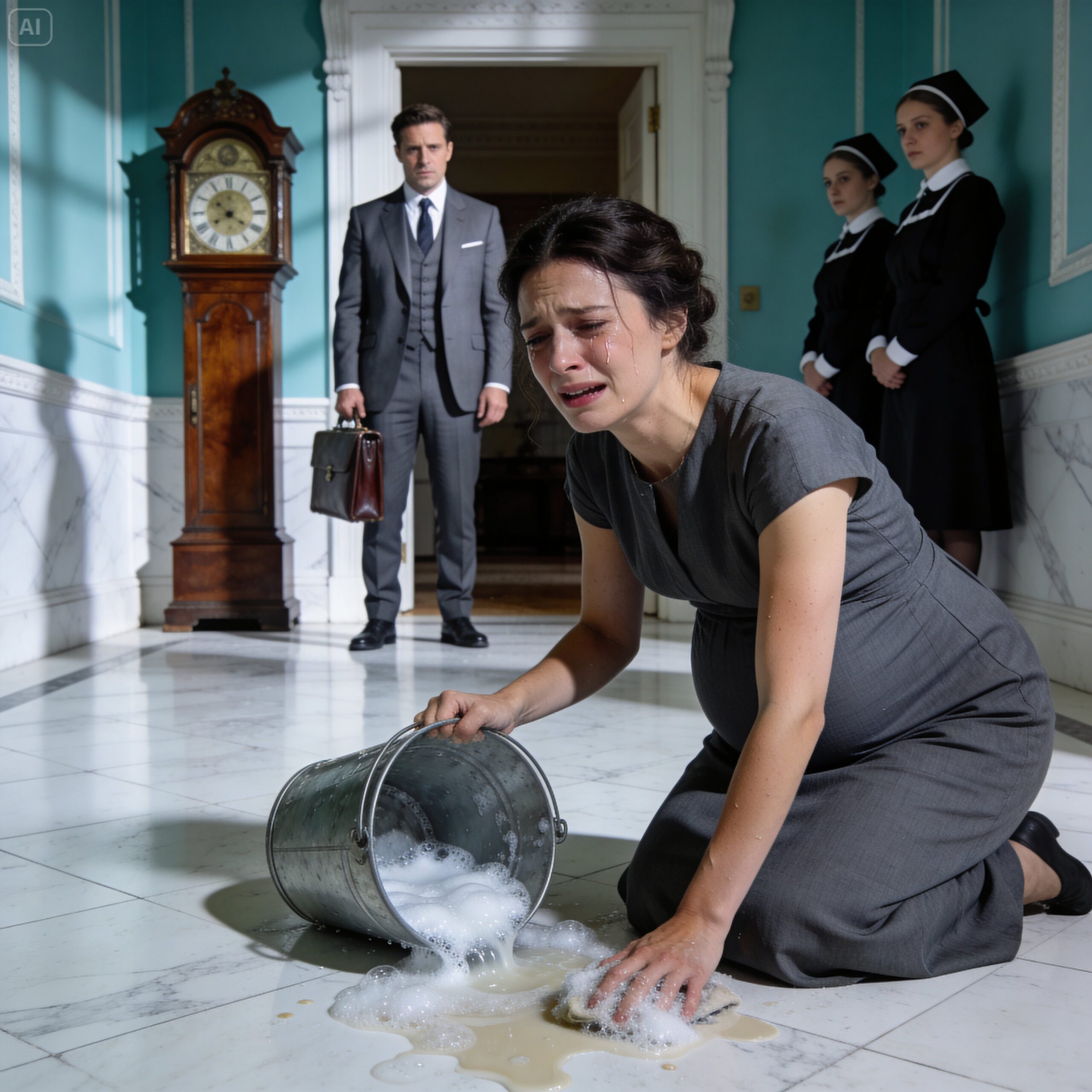 I returned home early to surprise my wife, eight months pregnant, and instead found her on her knees scrubbing the floor while my staff looked on. What I uncovered afterward wasn’t just shocking—it completely shattered everything I thought I knew.