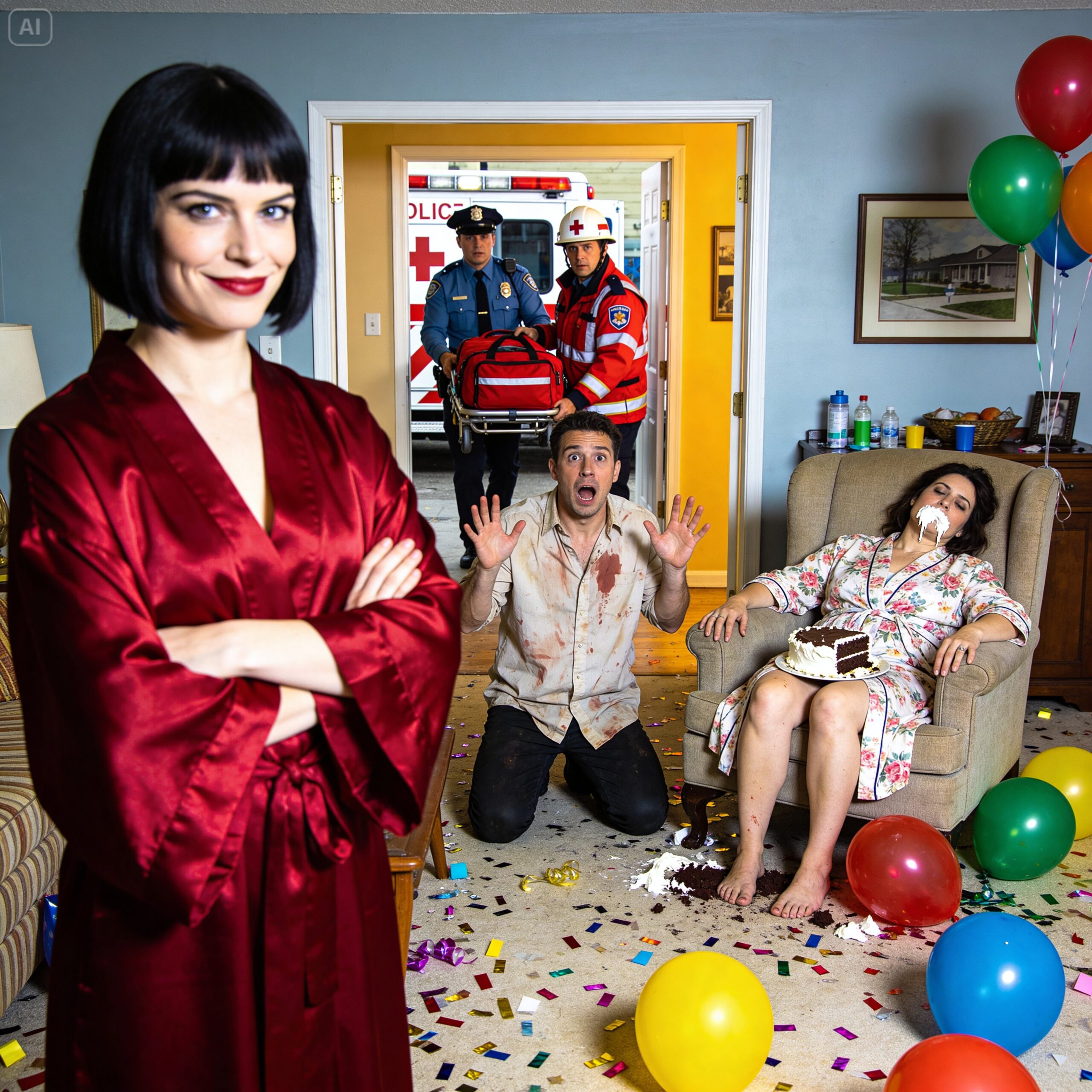 At my housewarming party, my brother smiled and handed me a slice of cake. “Eat up, sis—we made this especially for you.” I pretended to bend down to fix my dress… then quietly swapped plates with his wife. Minutes later…