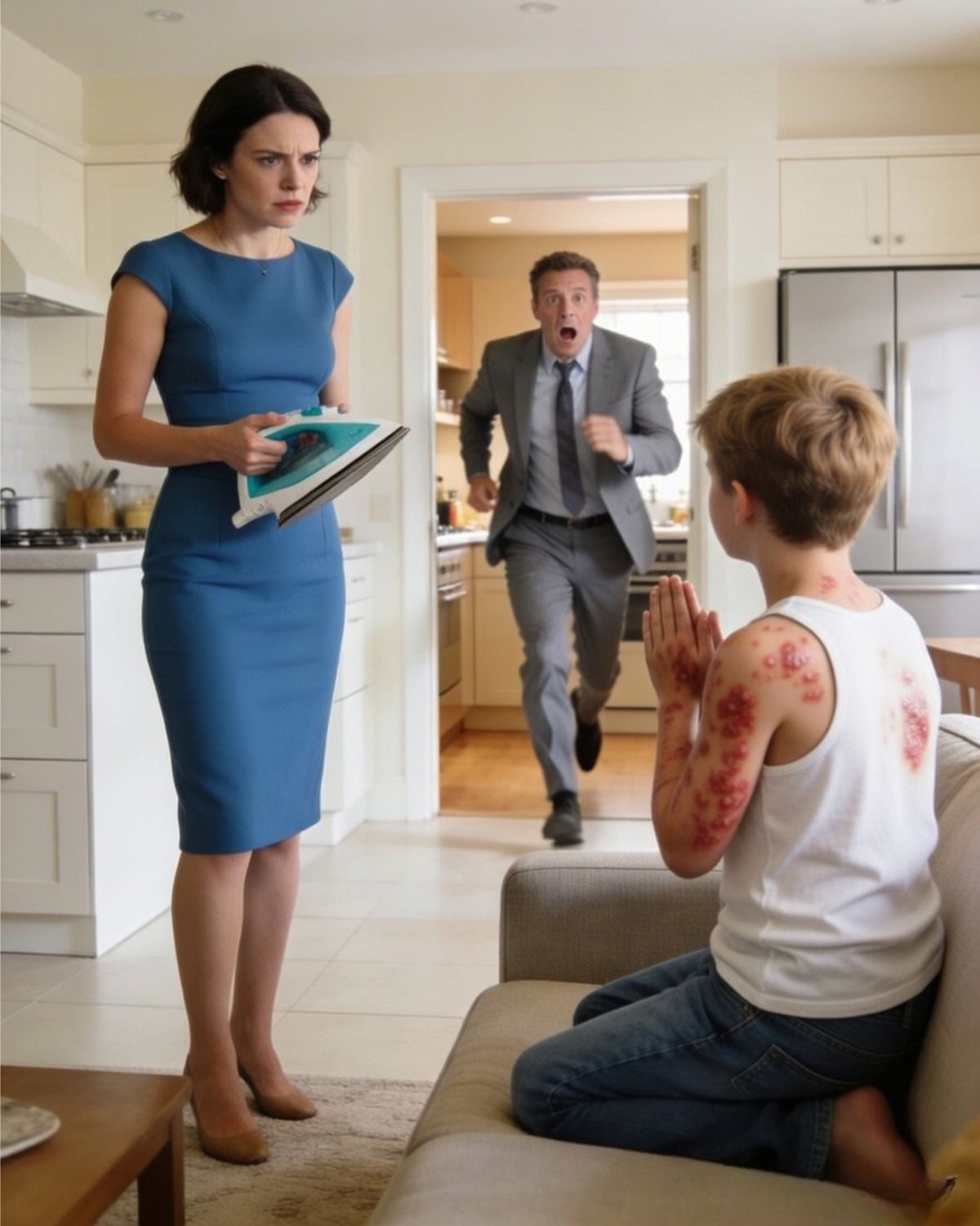 “Please… don’t burn me again” — He returned early from a business trip and heard a pleading whisper. What he found upstairs changed everything…