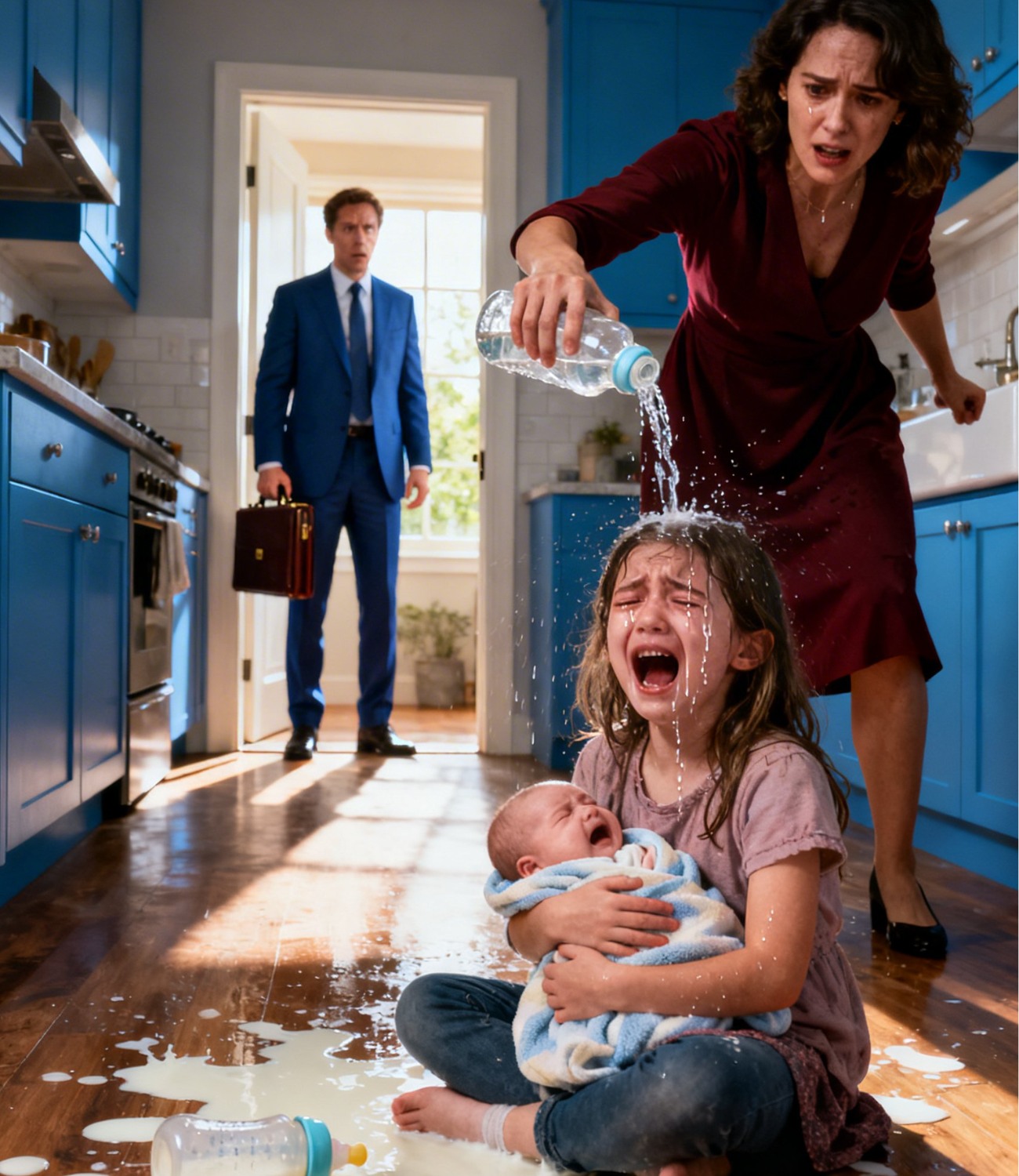 His daughter was trembling as she pleaded: “Please… don’t hurt us anymore.” When the billionaire arrived home without warning, what he discovered made his blood run cold… and justice came swiftly.