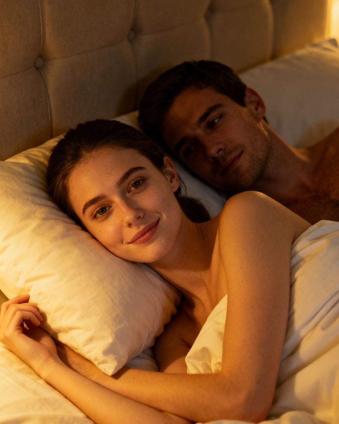 I returned early from a trip and my wife wasn’t home. I called her; she told me she was in our bed.