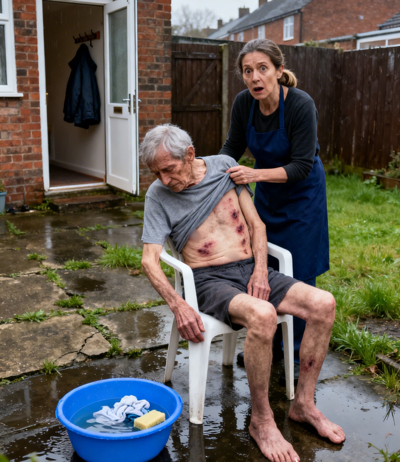 I was helping my father-in-law, who was paralyzed after a stroke, to bathe. But as soon as I took off his shirt, I froze.