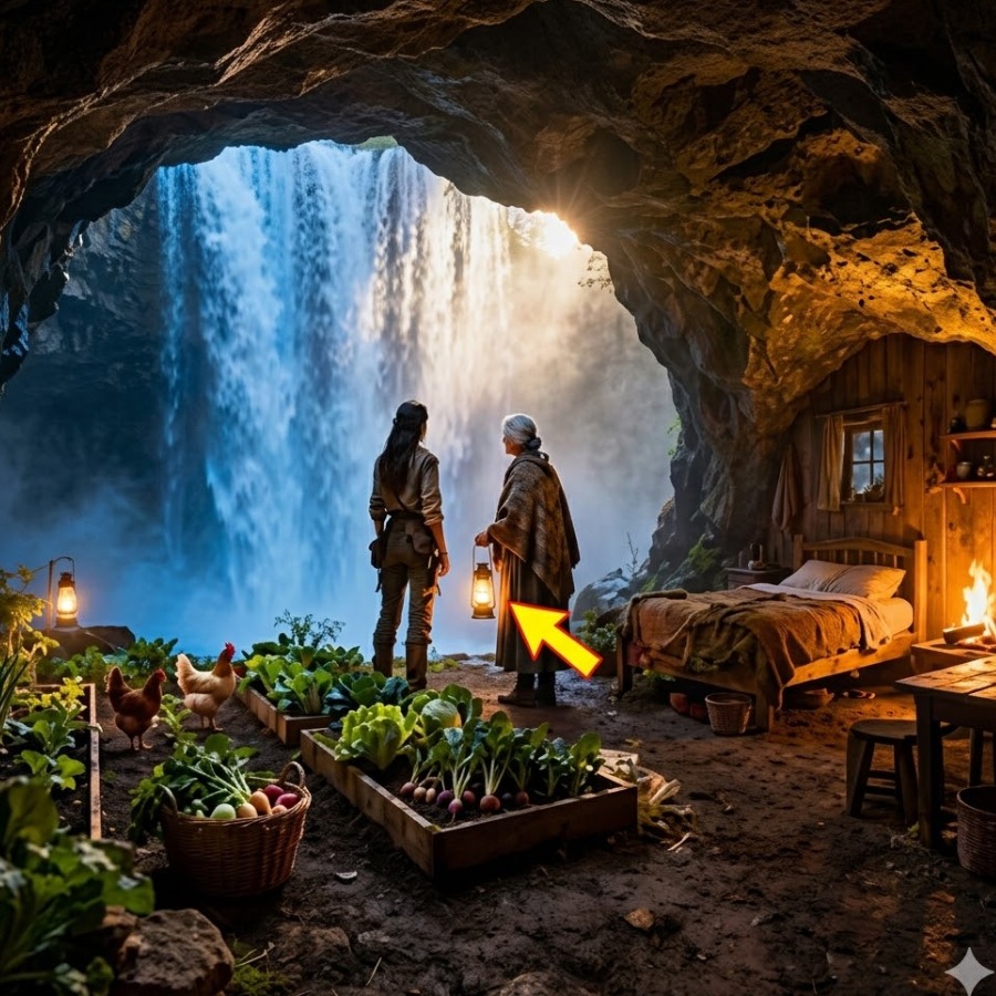 AFTER BEING KICKED OUT OF HER HOME AT 19, SHE BUILT A SMALL HIDDEN HOUSE INSIDE A WATERFALL AND SAVED HER GRANDMOTHER FROM A FLOOD.