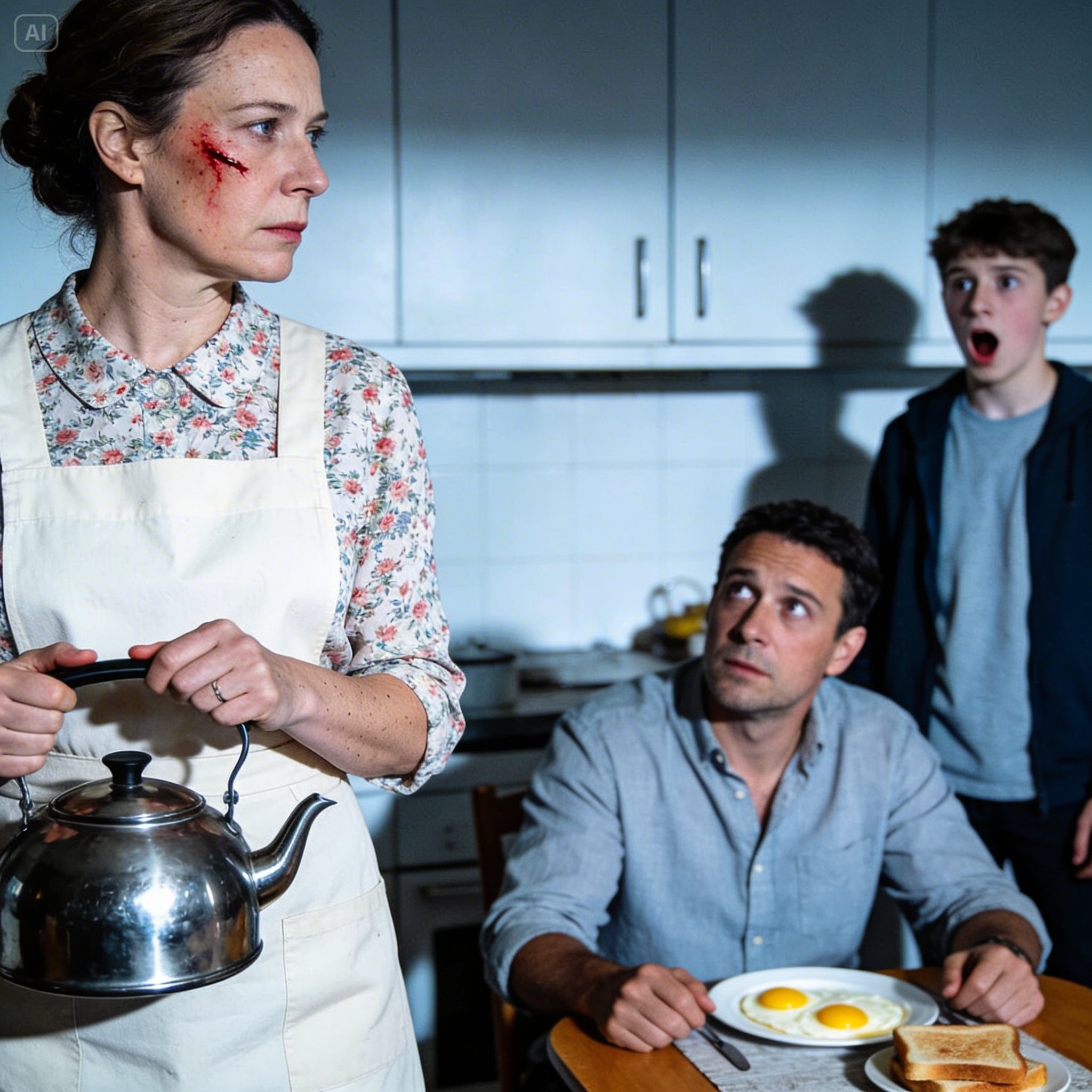 Last night my son hit me, and I did not cry. This morning I brought out the fine tablecloth, served breakfast like it was a special occasion, and when he came down smiling, he said: “So you finally learned”… until he saw who was waiting for him at my table.