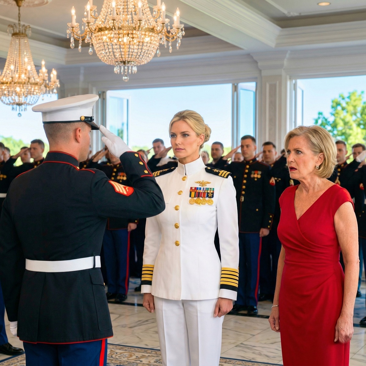 “Arrest her!” my mother-in-law shouted at the military ball… until the military police verified my ID and all the officers stood at attention.
